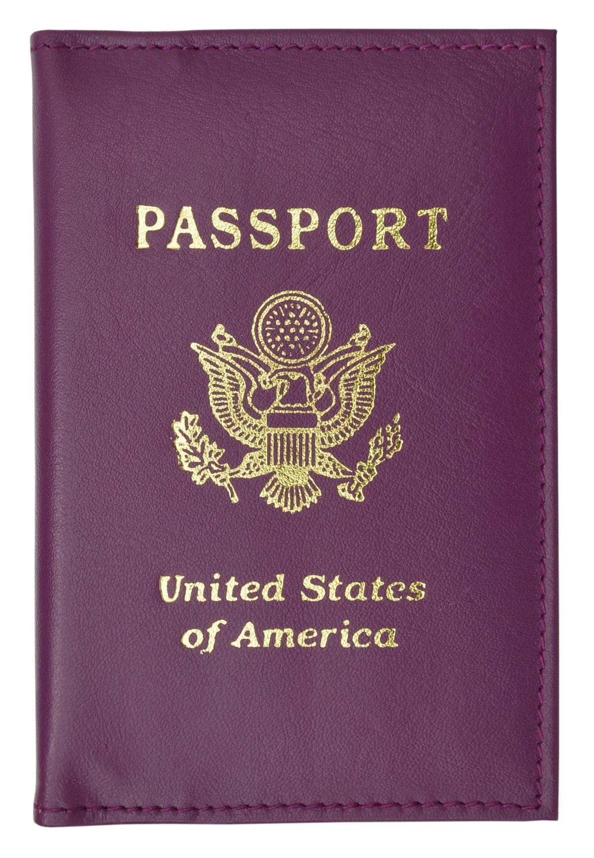 Vegan Leather USA Logo Passport Holder - Brown