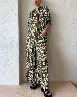 Vintage Art Print Casual Two-Piece Set