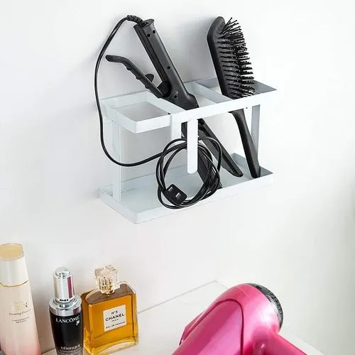 Wall Mounted Bathroom Rack, Hair Accessory Organizer | White  9x3x5.5 Inches