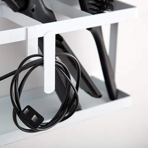 Wall Mounted Bathroom Rack, Hair Accessory Organizer | White  9x3x5.5 Inches