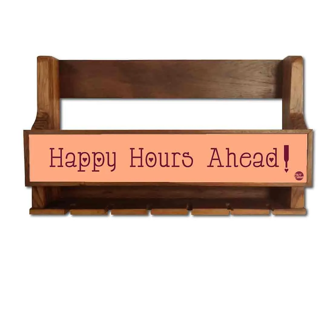 Wall Mounted Wine Holder for Living Room 5 Bottles 6 Glasses - Happy Hours