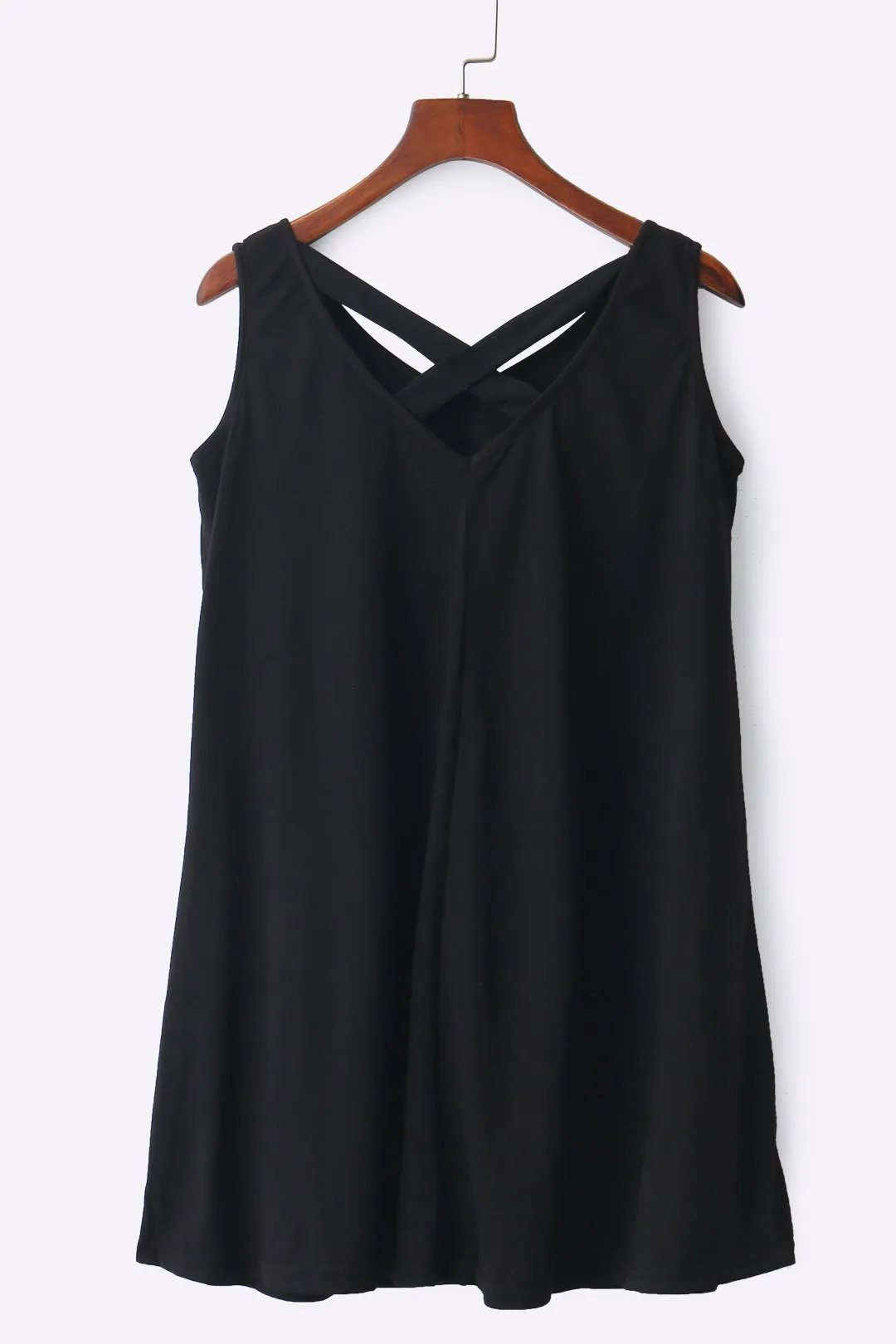 Wholesale Black V-Neck Backless Mini Dress