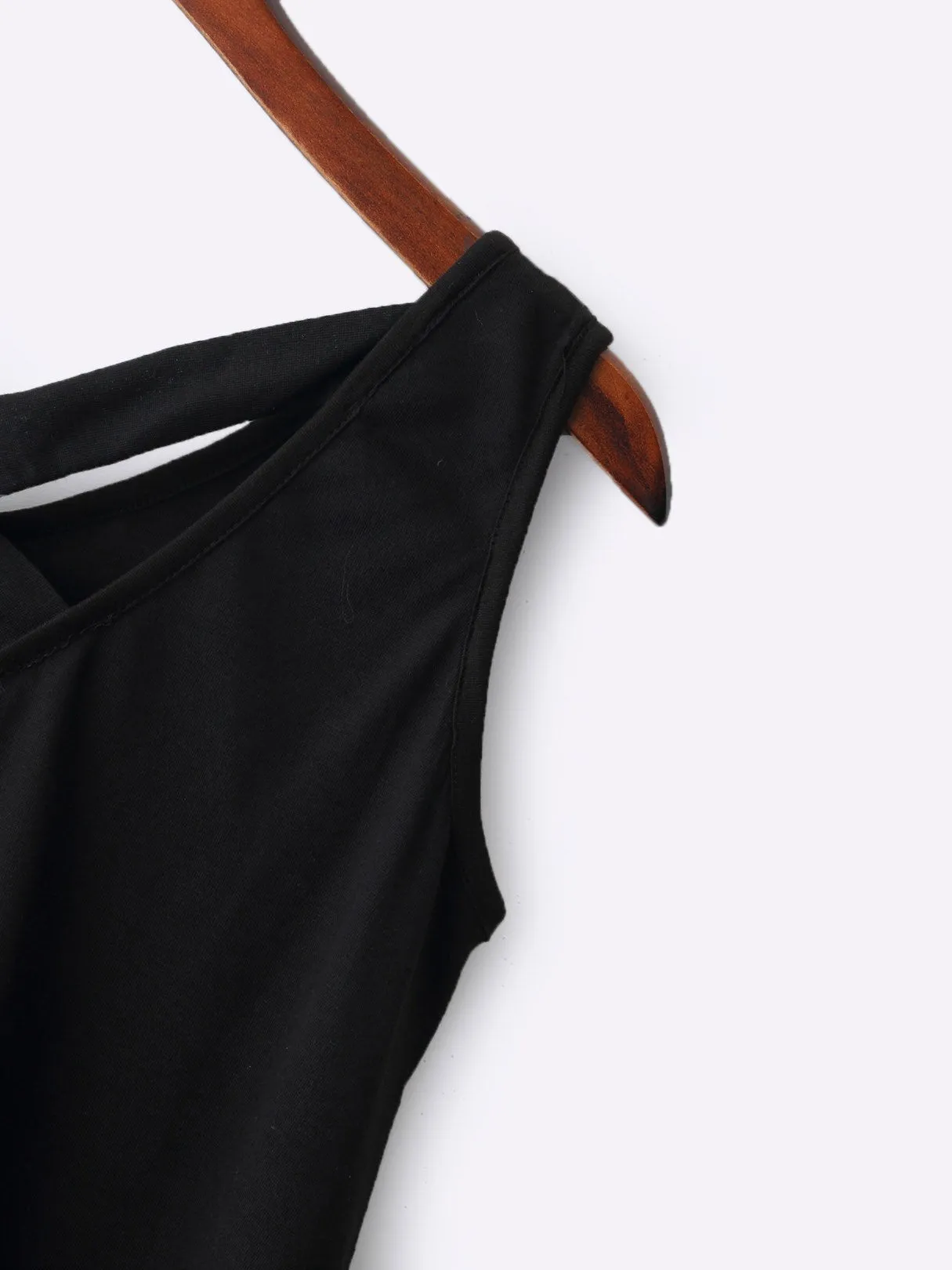 Wholesale Black V-Neck Backless Mini Dress