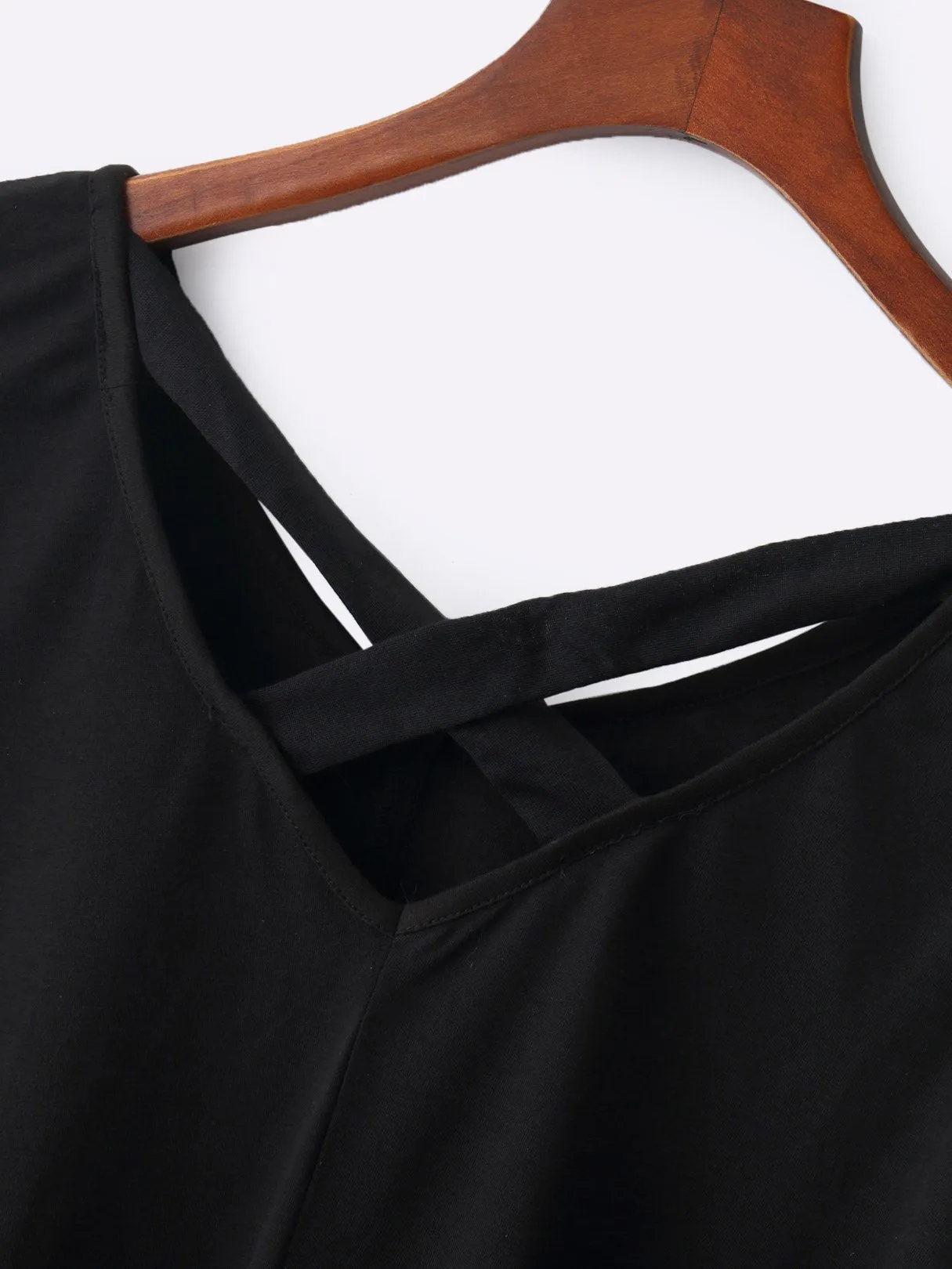 Wholesale Black V-Neck Backless Mini Dress