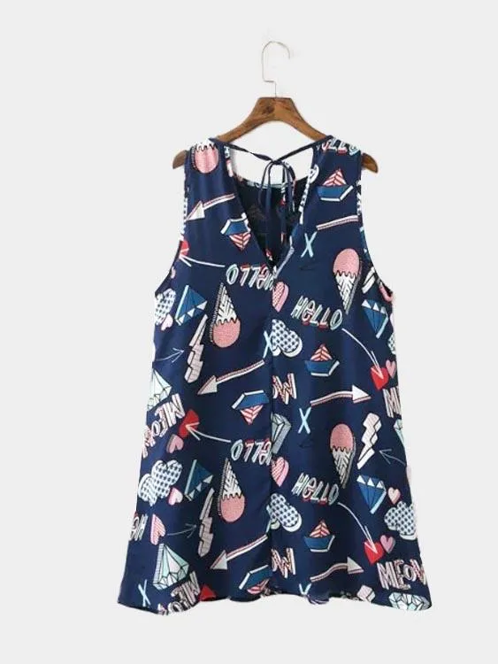 Wholesale Sleeveless Letter Printed Mini Dresses