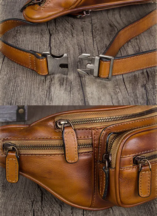 Womens Purple Leather Fanny Pack Waist Bag Chest Bag For Women