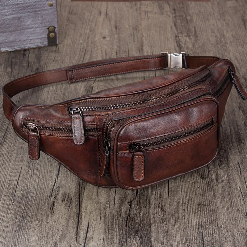 Womens Purple Leather Fanny Pack Waist Bag Chest Bag For Women