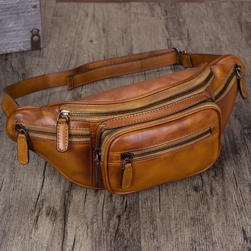 Womens Purple Leather Fanny Pack Waist Bag Chest Bag For Women