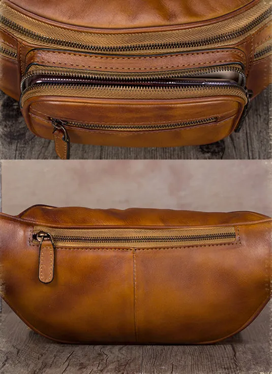 Womens Purple Leather Fanny Pack Waist Bag Chest Bag For Women