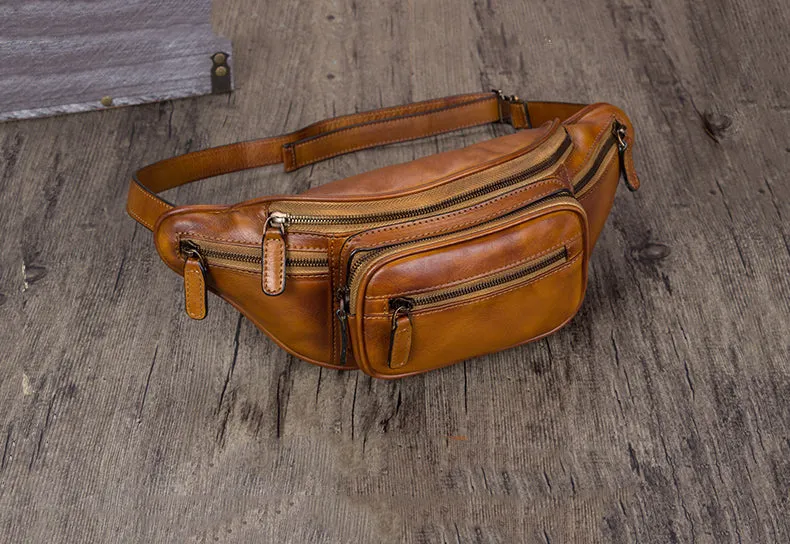 Womens Purple Leather Fanny Pack Waist Bag Chest Bag For Women