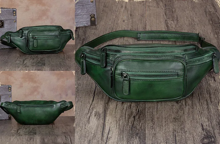 Womens Purple Leather Fanny Pack Waist Bag Chest Bag For Women