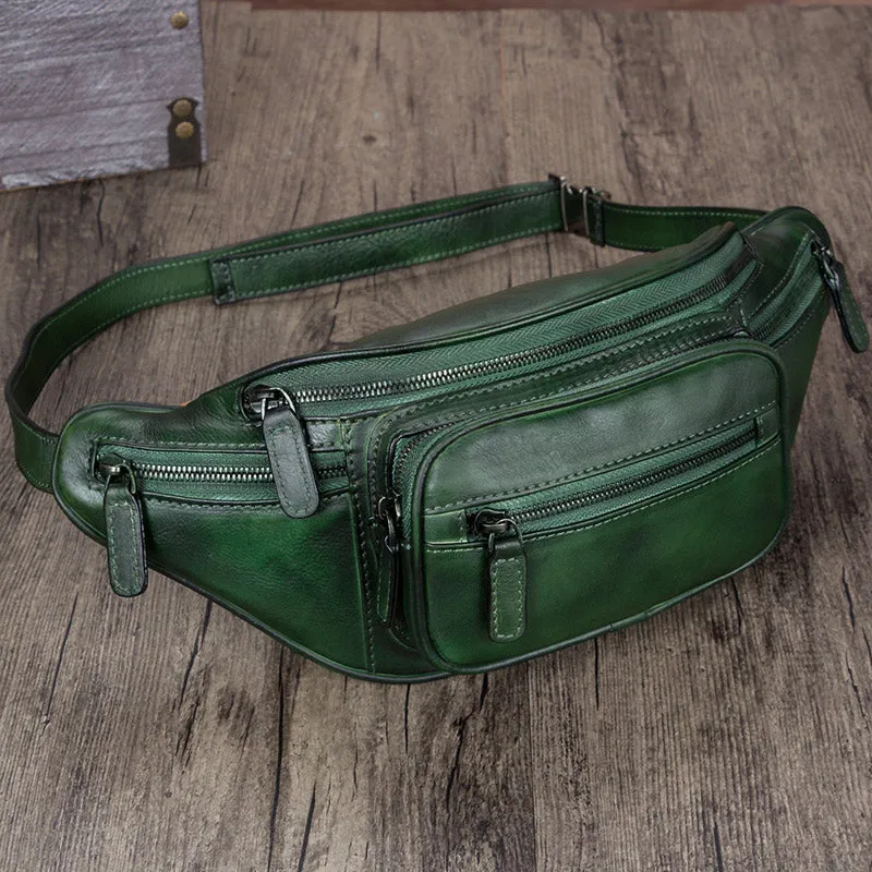 Womens Purple Leather Fanny Pack Waist Bag Chest Bag For Women