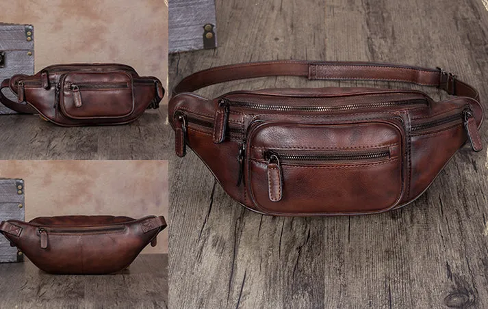Womens Purple Leather Fanny Pack Waist Bag Chest Bag For Women