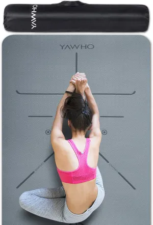 YAWHO Yoga Mat Fitness Mat Eco Friendly Material SGS Certified Ingredients TPE Specifications 72'' x 26'' Thickness 1/4-Inch Non-Slip Extra Large Yoga Mat with Carry Bag