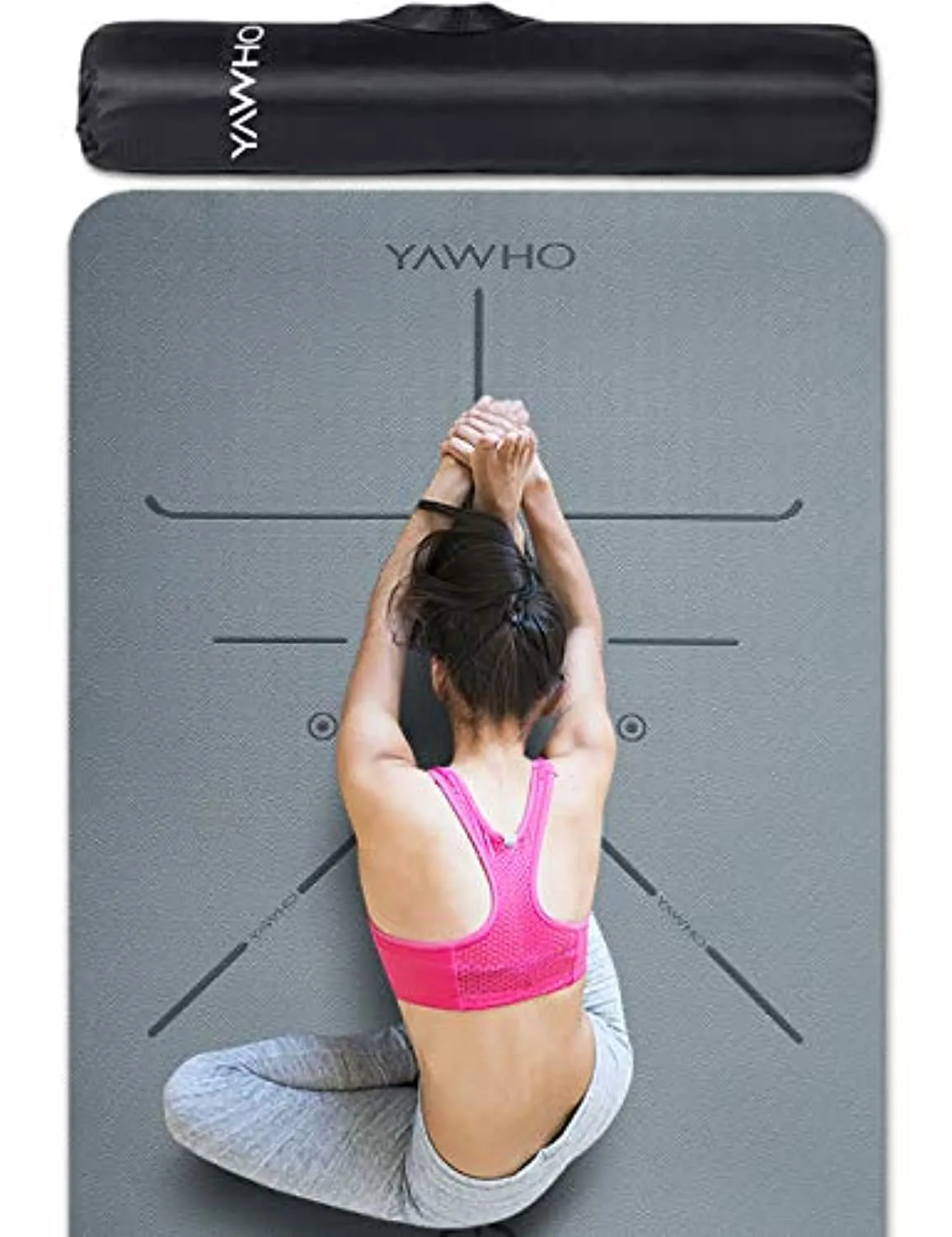 YAWHO Yoga Mat Fitness Mat Eco Friendly Material SGS Certified Ingredients TPE Specifications 72'' x 26'' Thickness 1/4-Inch Non-Slip Extra Large Yoga Mat with Carry Bag