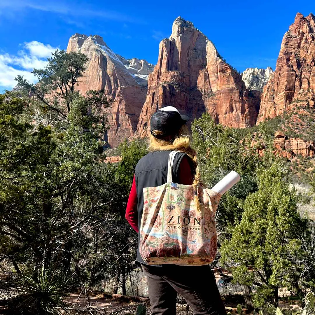Zion Map Canvas Tote Bag